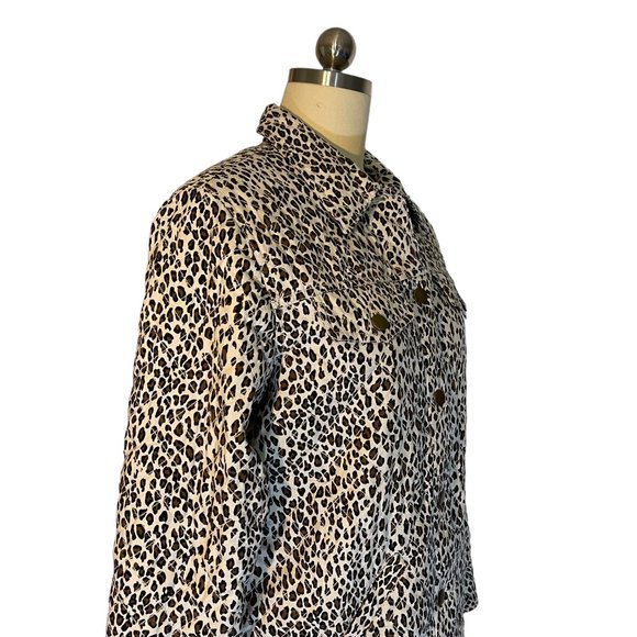 Coldwater Creek Animal Print Jacket Silk Lined Quilted Pockets Buttons sz S EUC! - Picture 2 of 4